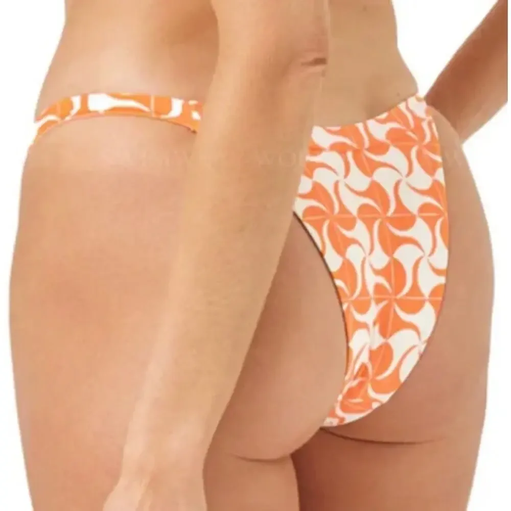 NWT L*Space Women's Swimwear Camdyn Bikini Bottom Bitsy Cut Orange Cream Size M